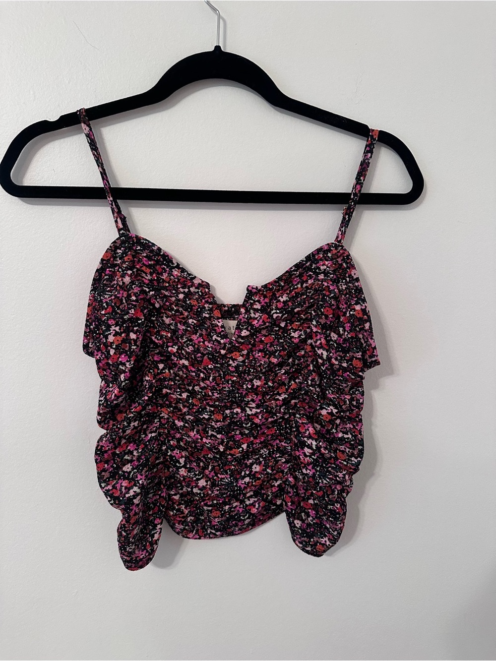 saltwater LUXE Pink & Black Floral Ruffle Camisole